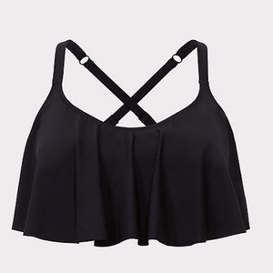 TORRID BLACK WIRELESS FLOUNCE BIKINI TOP